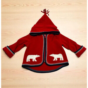 Hanna Andersson Girls Boys Toddler Fleece Jacket Polar Bear Embroidered 6-12mo